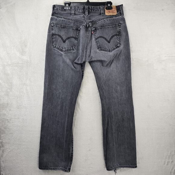 Levis 501 Jeans Mens 38x34 (Fits 34x30) Black Button Fly Straight Denim Y2K - Picture 9 of 16